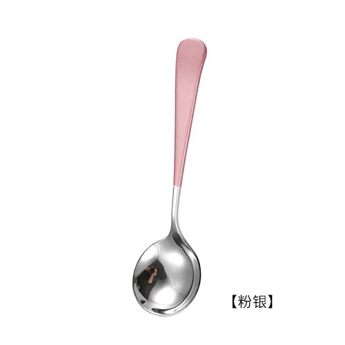 Tesked. kaffesked. sked i rostfritt stål. barns soppsked. rör efterrätt sked. hemsked: A021 silverpulver