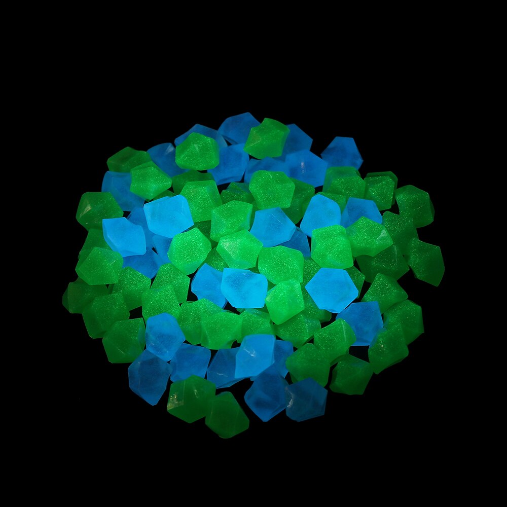 Pierre de résine lumineuse en forme irrégulière 14mm, 300 pièces/paquet, pierres colorées de décoration pour jardin et aquarium