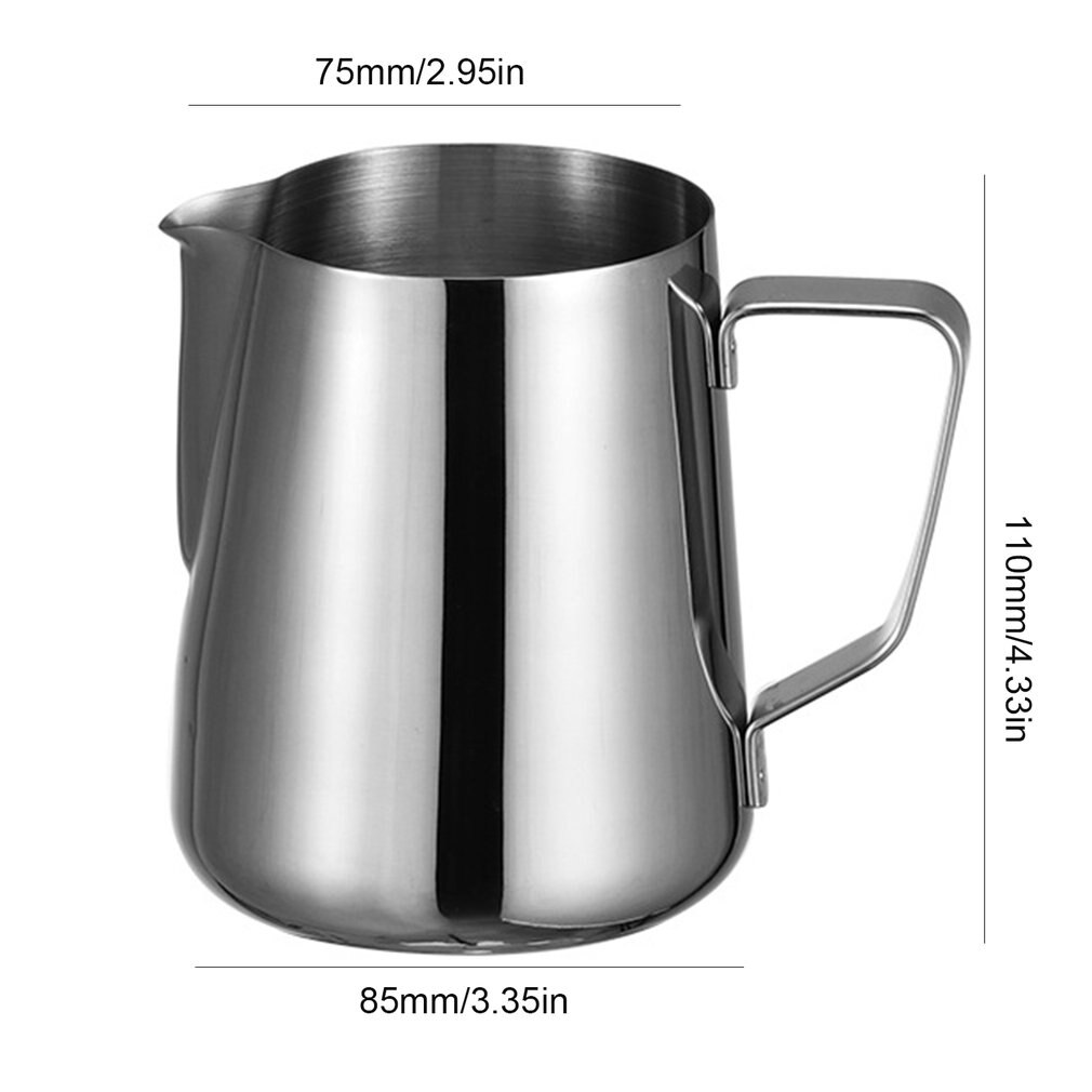 Stainless Steel Coffee Tank Milk Froth Pot Coffee Milk Tank Pointed Mouth Etched Cylinder Scale Measuring Cup