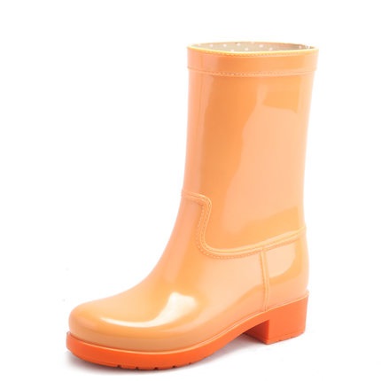 Dames regenlaarzen waterdicht halfhoge laarzen damesschoenen snoepkleuren laarzen voor dames damesschoenen laarzen pvc: Oranje / 35