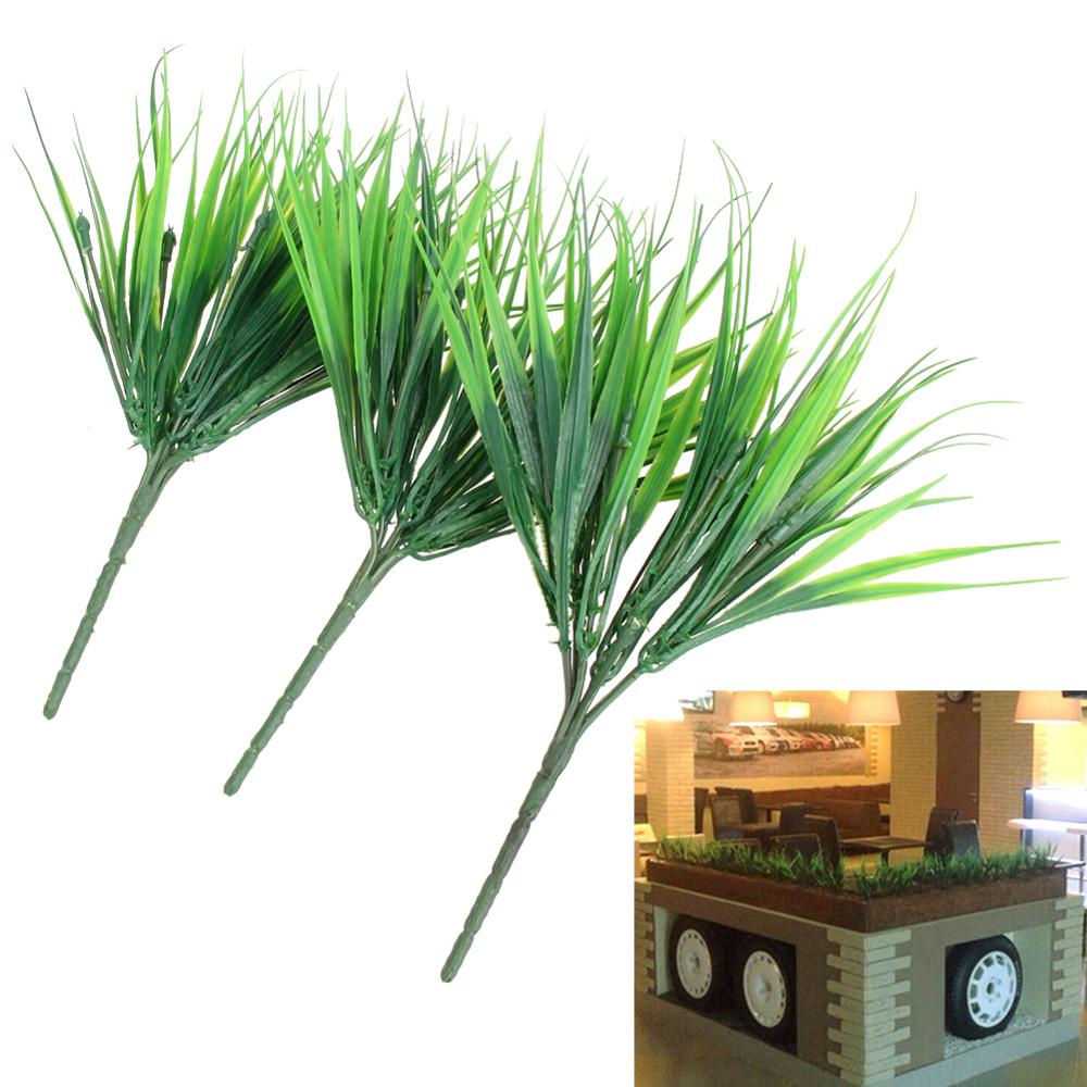 10Pcs/lot 7 Fork Artificial Green Plants Wreaths Plastic Fresh Grass for Wedding Decoration Fish Aquarium Tank Decoration