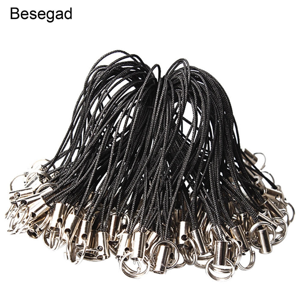 Besegad 100 pièces bijoux à bricoler soi-même téléphone portable lanière cordon sangle avec anneau breloques cristal Badge pendentif décoration accessoires