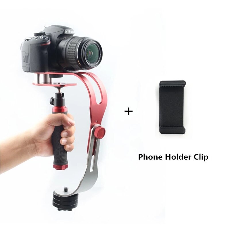 Cardán estabilizador para Cámara de Acción, manilla de sujeción para cámara, soporte de mano para teléfono móvil, Smartphone, vídeo, foto, cardán: Red phone clip