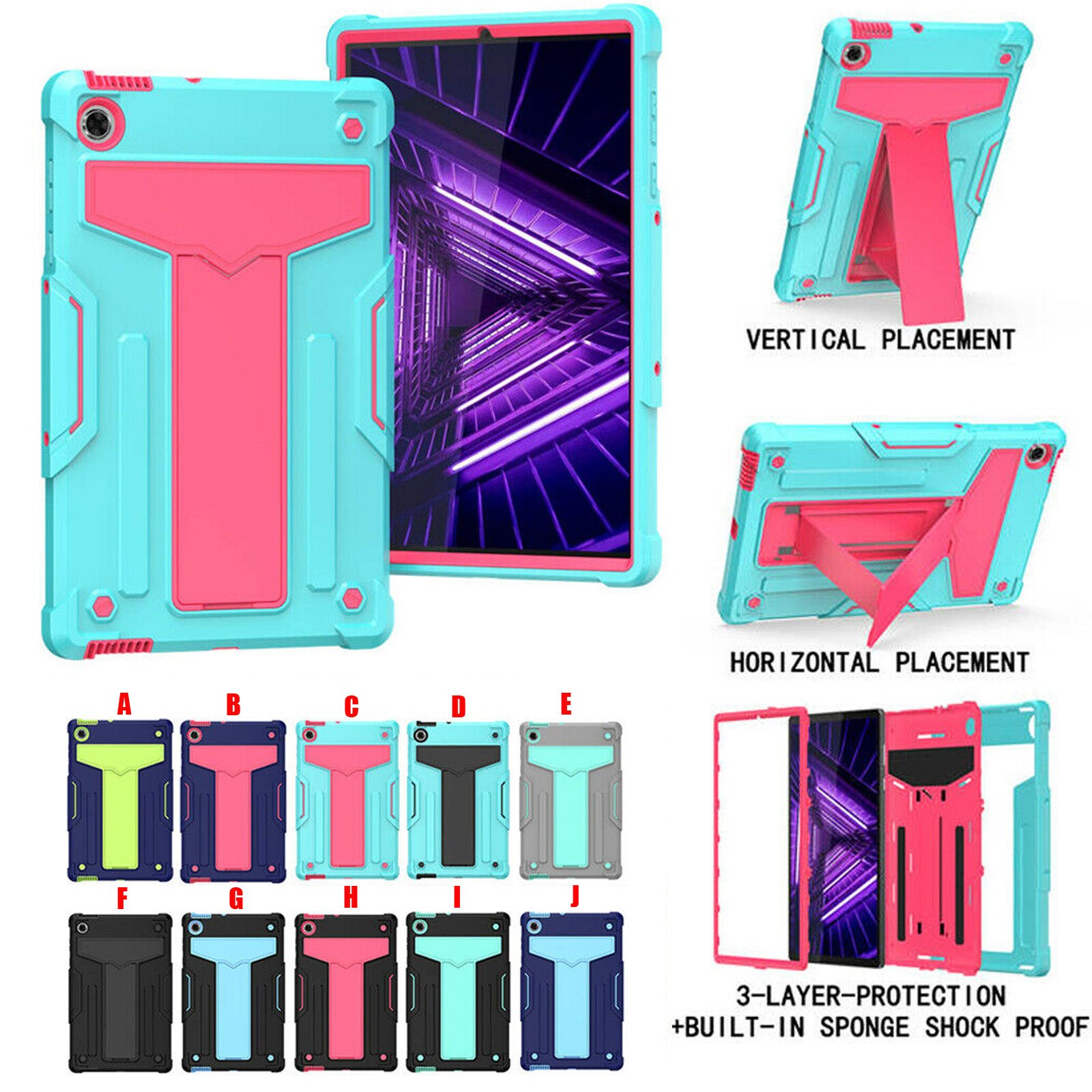 Tablet Case for Lenovo Tab M10 FHD Plus 2nd Gen - Shockproof Leather Stand Cover