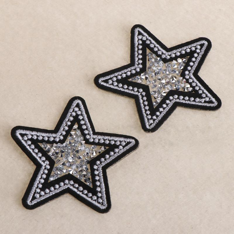 Vrouwen 2 stks/partij Ster Rhinestone Patches Trim Iron On Rhinestones Crystal Motieven Applique Voor Kinderen Kleding Patch