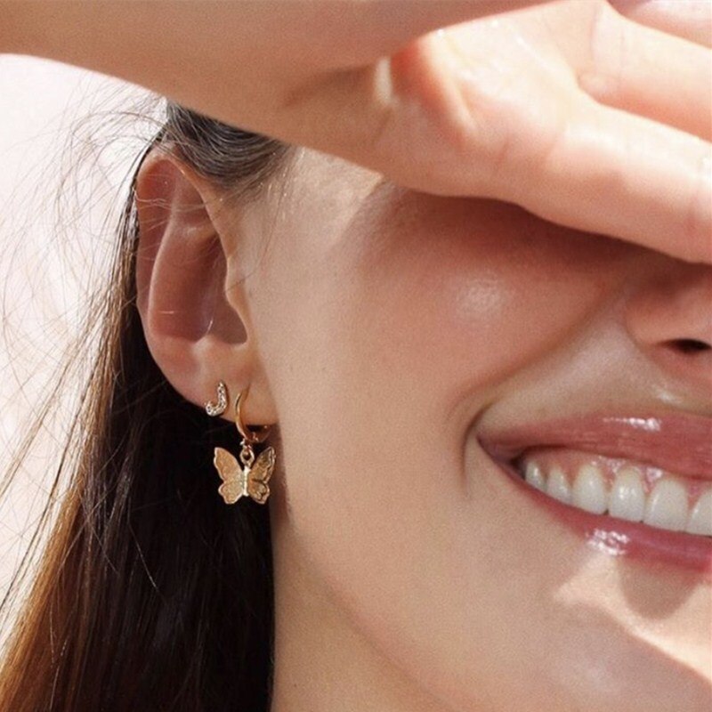 Frauen Schmetterling Ohrringe Clips Auf Erklärung Ohrringe Kreuze für Mädchen Ohr Schmuck pendientes Clip Ohrringe
