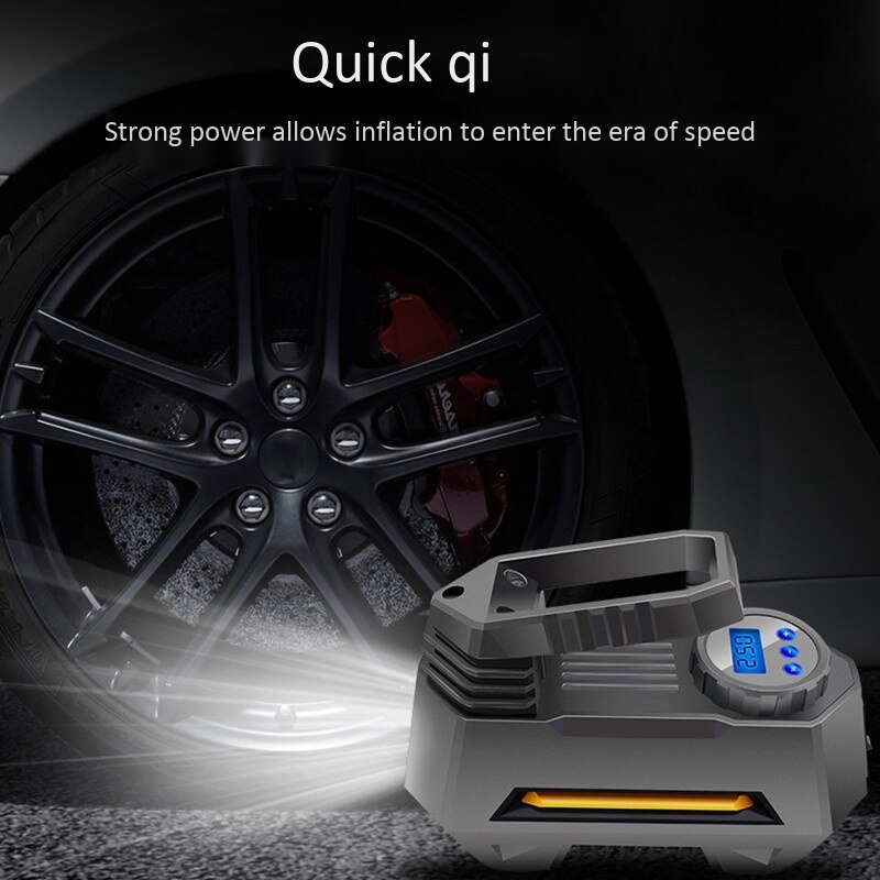 Portable Air Compressor Tire Inflator 12V Car Tire Pump with Pressure Gauge Bright Emergency Flashlight