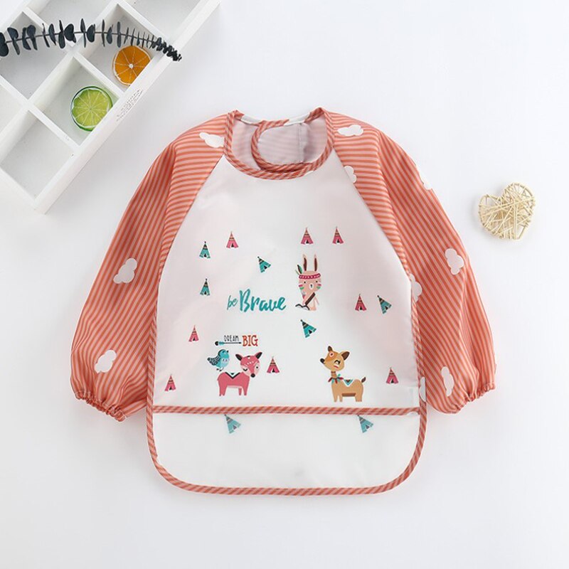 1 pc baby peuter lange mouwen waterdichte dieren cartoon voeding slab schort zak