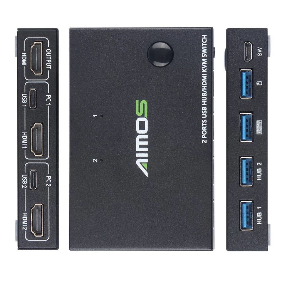 2 In 1 Out 4K Usb Hdmi Kvm Switch Box Voor 2 Pc Sharing Toetsenbord Muis Printer Plug paly Video Display Usb Swltch Splitter