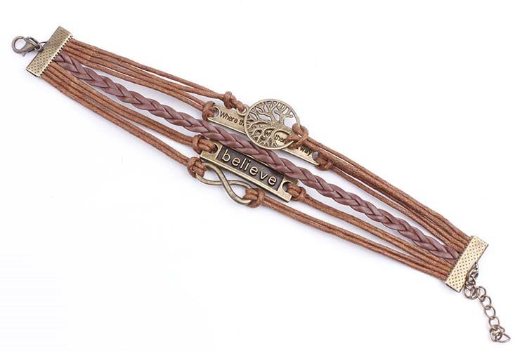 Wollet Jewelry Products Bronze Tree of Life Copper Retro Leather Cord Bracelet