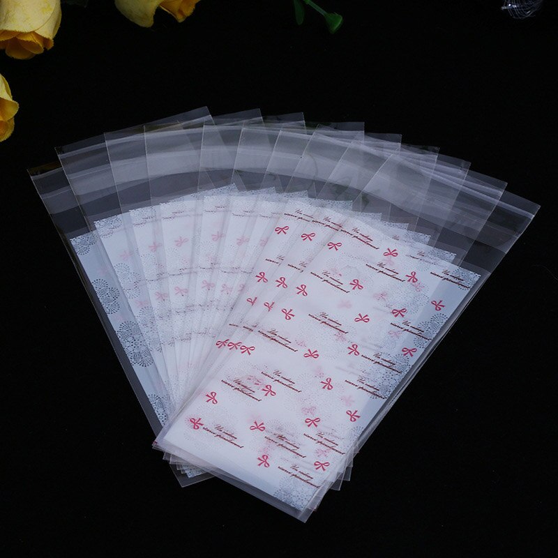 100 teile/los Größe 5*10 + 3 cm Kunststoff Cookie Verpackung Kuchenverpackung Taschen opp Selbstklebende tasche für DIY Süssigkeit Lippenstift packag: Weiß 07