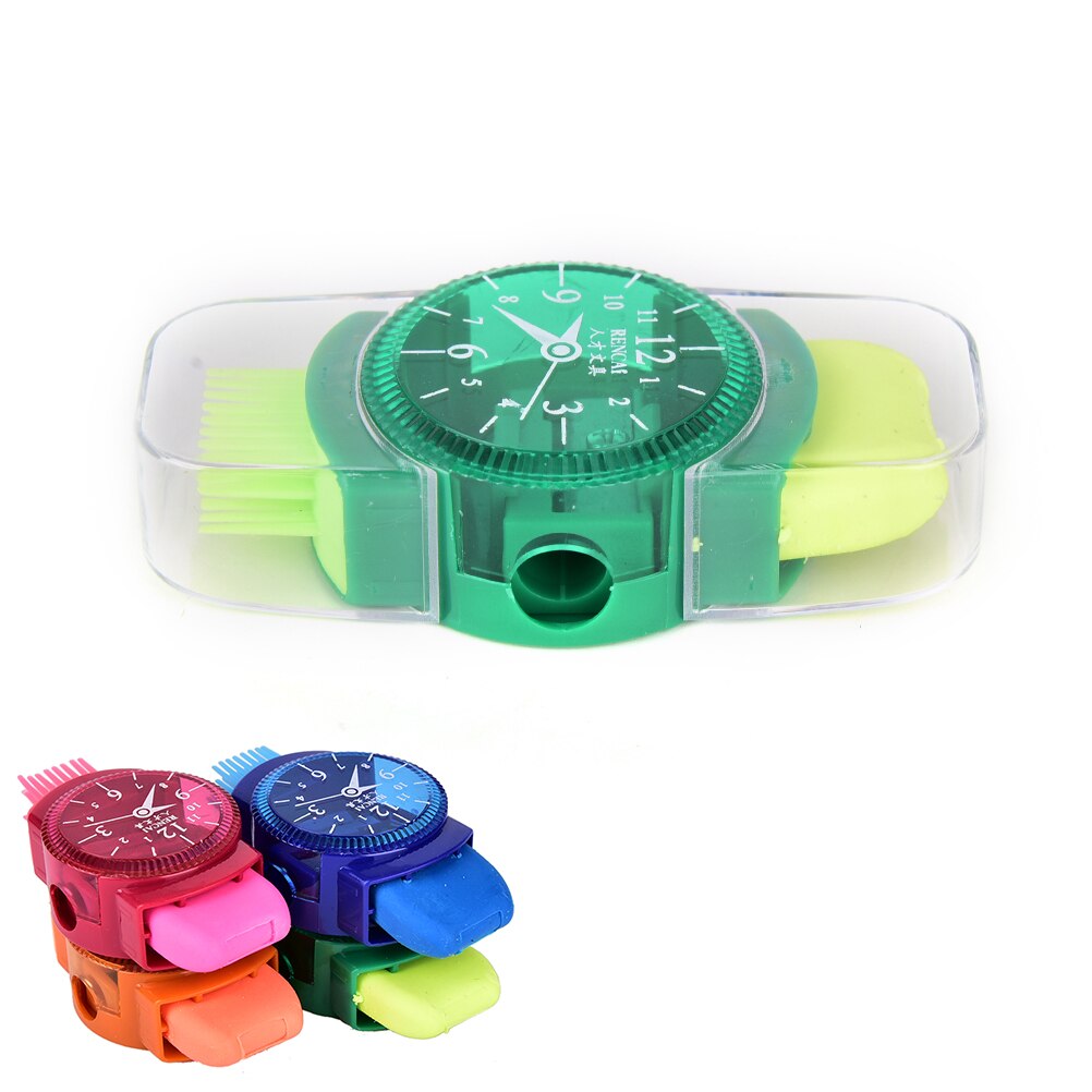 3 en 1 Mini belle Kawaii nouveauté montre-bracelet modélisation taille-crayon avec gomme et brosse fournitures de papeterie scolaire