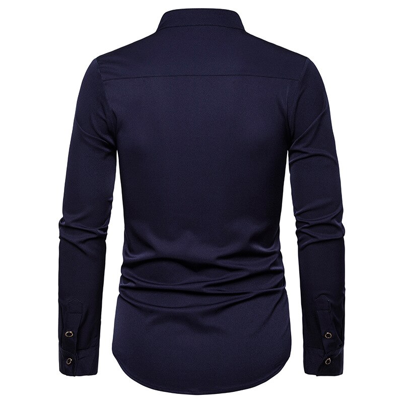 CYXZFTROFL Men's Western Cowboy Embroidered Shirt Casual Henry collar Button Down Shirts Slim Fit Long Sleeve Shirt