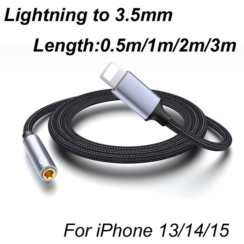 Câble Audio 0.5m/1m/2m/3m pour Lightning à Jack 3 5mm, adaptateur de câble AUX pour iPhone 12 13 14 11 Pro XS Max XR 7 8, connexion de casque