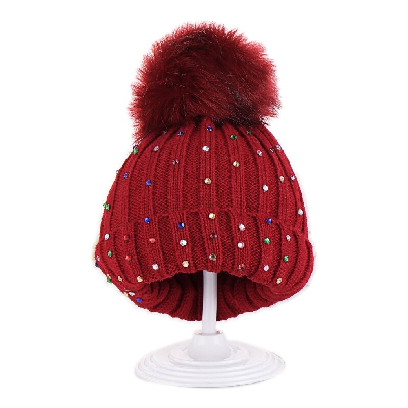Dziecko zima ciepła czapka dzieci maluch czapki robione na drutach niemowlę czapka z pomponem diament chłopiec dziewczyny szydełkowa czapka dzieci słodkie czapki robić włosów