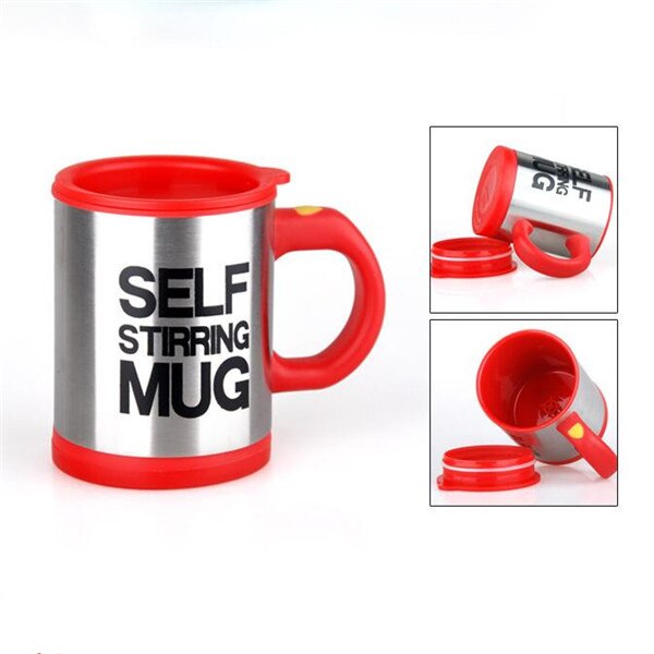 Tasses automatique électrique paresseux auto-remuant tasse tasse café lait mélange tasse Smart acier inoxydable jus mélange tasse Drinkware 400ml: Rouge
