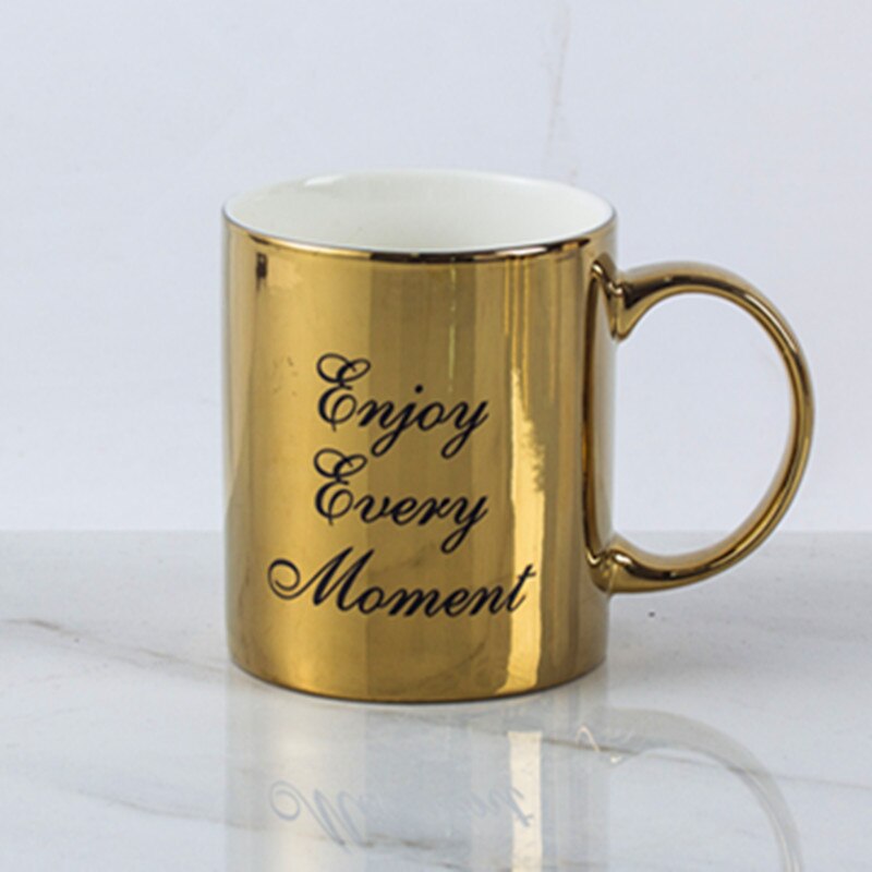 Luxus Gold Überzogene Keramik Porzellan Buchstaben Trinken Kaffee Tee Becher sammeln Kreative Reise Tasse Becher Heimat Dekor Nizza: Gelb