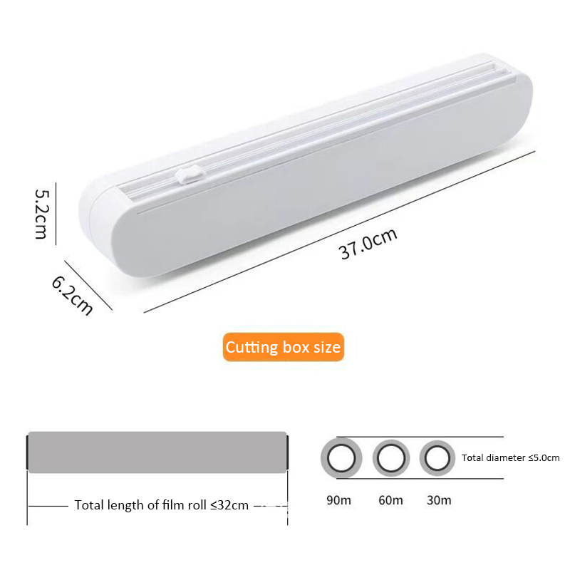 Food Wrap Dispenser Film Cutter Kitchen Foil Cling Film Wrap Dispenser Plastic Sharp Cutter Storage Holder Kitchen Accessories