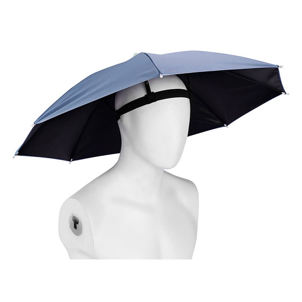 Foldable Head Umbrella Hat Windproof Fishing Head Wearing Sunshade Rain Gear Outdoor Portable Umbrella Camping Beach Head Hats: black