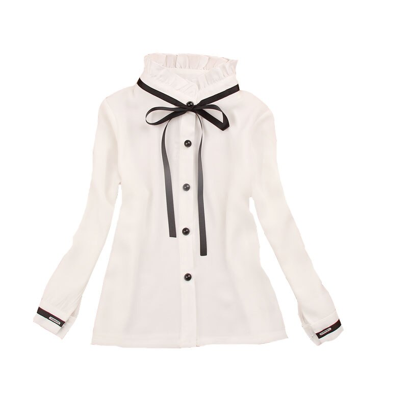 Uniformes scolaires blancs pour filles | Blouses pour adolescentes, chemises à col en dentelle longues, pour étudiants, tailles 18M 2 5 7 9 11 12 13 14 ans