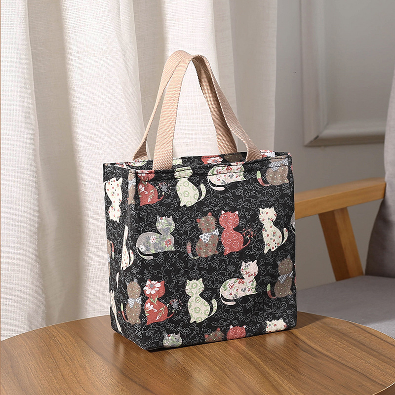 Sac à Lunch isotherme en toile pour femmes et enfants, motif fonctionnel, Portable, isolé, chat mignon, nourriture thermique, pique-nique: G