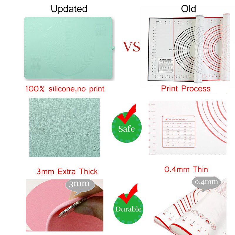 Silicone Mat for Dough Rolling Large Non-stick Cooking Kneading Pastry Sheet Pasta Mat Board Kitchen Accessories