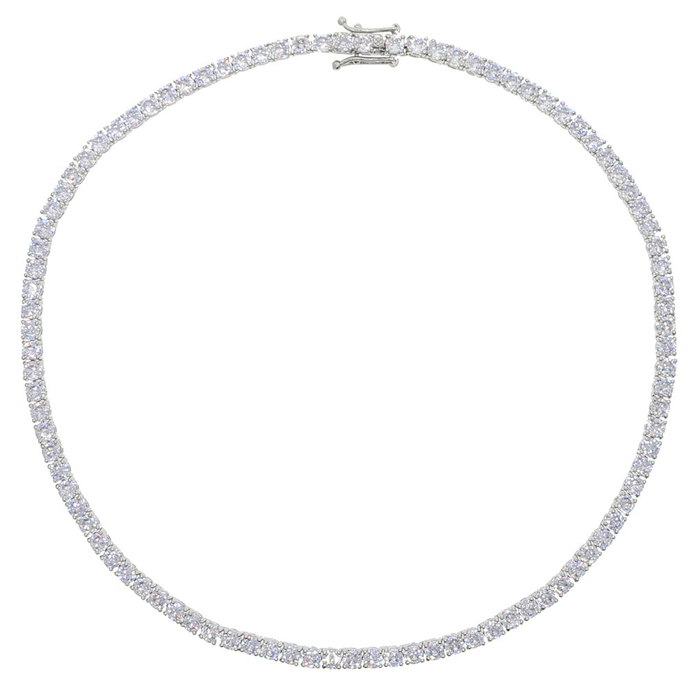 Corrente zircônia cúbica 4mm, gargantilha adorável colares gelado fora hip hop mulheres jóias bling 5a cz pedra colar de tênis,: Platinado / 38cm