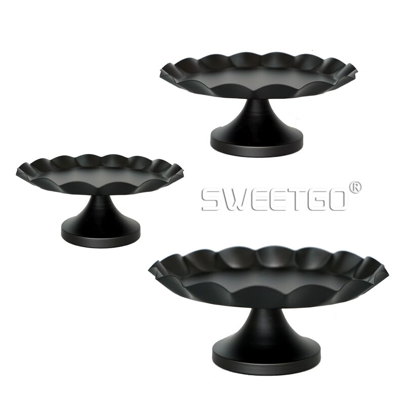 SWEETGO 4"/6"/8" Metal Cake Stand Black Color Cupcake Plate Tools Perfume Tray Candy Bar Accessory for Home Decoration