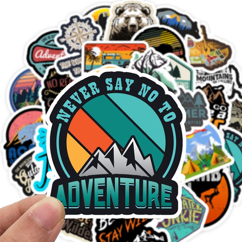 50 PCS Camping Landschap Stickers Outdoor Adventure Klimmen Reizen Waterdichte Sticker om DIY Koffer Laptop Fietshelm Auto