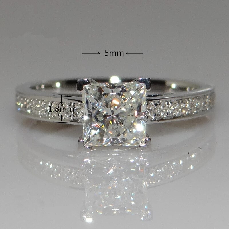Cc kvinder ringe 925 stempel cubic zirconia firkantet sten bryllup forlovelse brude bijoux simple dame smykker  cc631