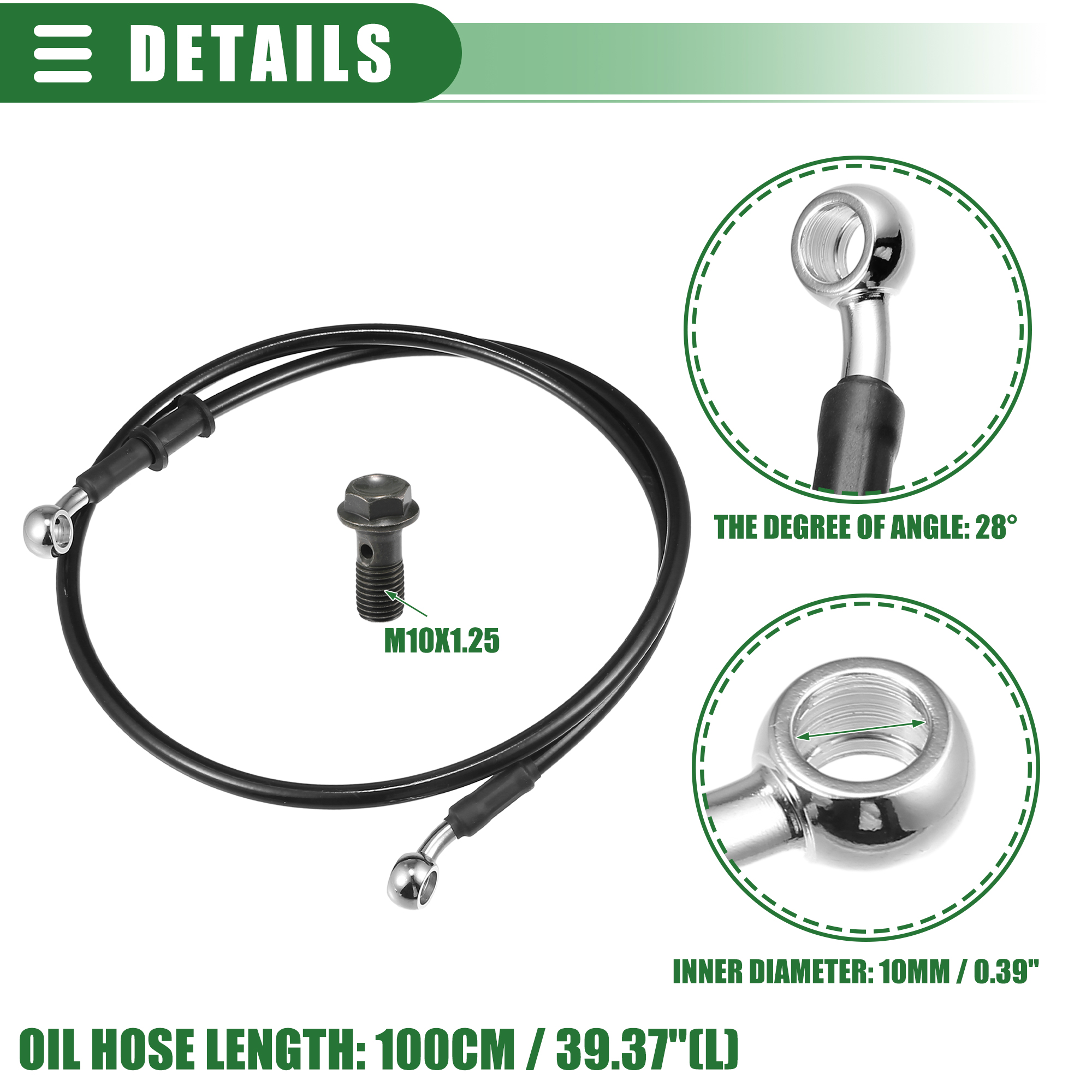 Motoforti-manguera de freno hidráulico trenzada para motocicleta, tubo de aceite negro de 30CM-170CM y 28 grados para Motocross: Naranja