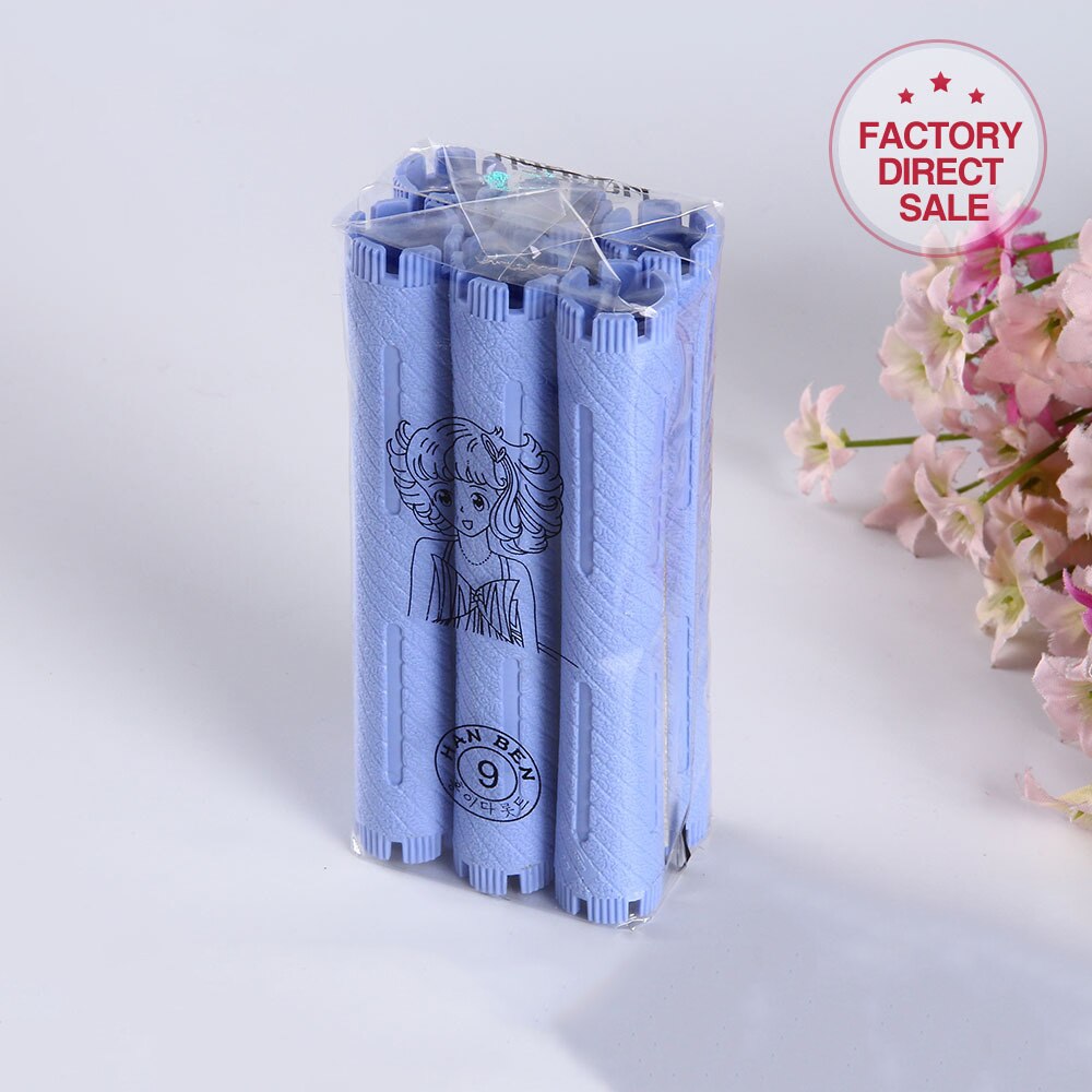 Rulos rizadores de pelo largo, varillas de permanente fría, barra ondulada, herramientas de peinado para peluquería, herramienta de bricolaje para el hogar, oferta UN720, 6 unids/lote por paquete: Azul