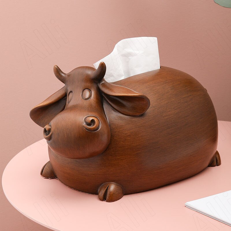 Light Luxury Wooden Tissue Box Western Restaurant Desktop Tissues Organizer Cow Shape Napkin Boxes Home Decoration