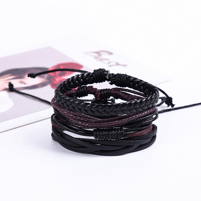 arrived Charm Leather Men's Bracelets Popular boys DIY Handmade Cross Bracelets: Default Title