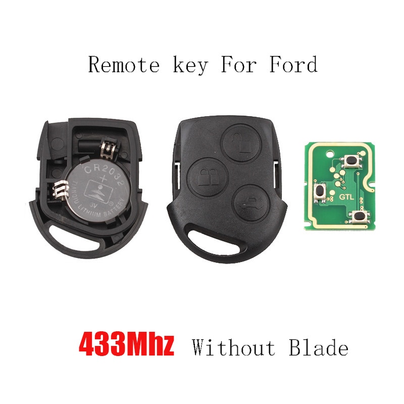 3 Knoppen Afstandsbediening Sleutel Fob 433Mhz Voor Ford Focus Fiesta Mondeo Galaxy C-Max S-Max Focus auto Auto Vervangende Onderdelen Geen Blade