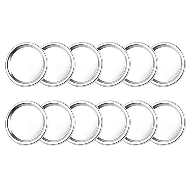 12PCS Split-Type Stainless Steel Canning Lids, Regular Mouth Mason Jar Lids and Bands for Mason Jar Wide Mouth: 86mm