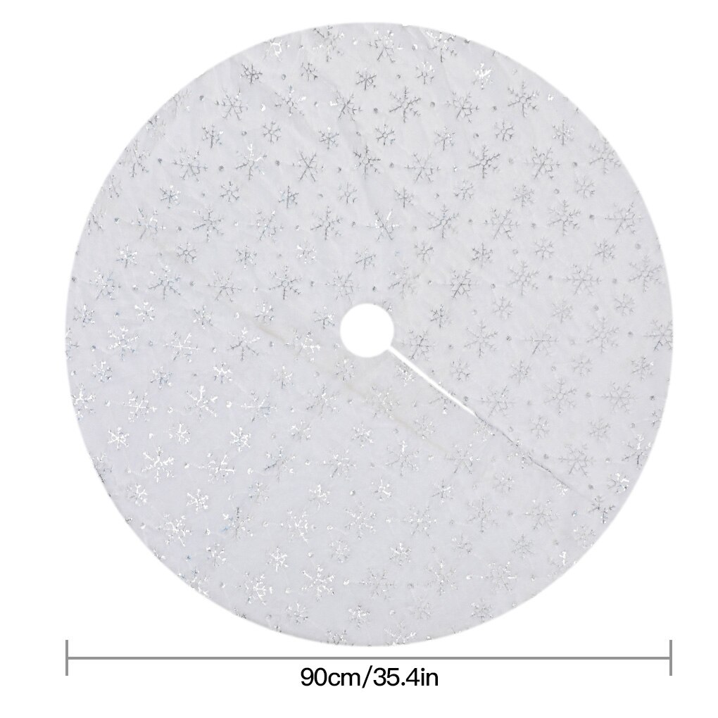 Christmas Tree Skirt Home School Mall Office Christmas Tree Cloth Floor Mat Carpet Decor 90/122cm Christmas decorations: 90cm white