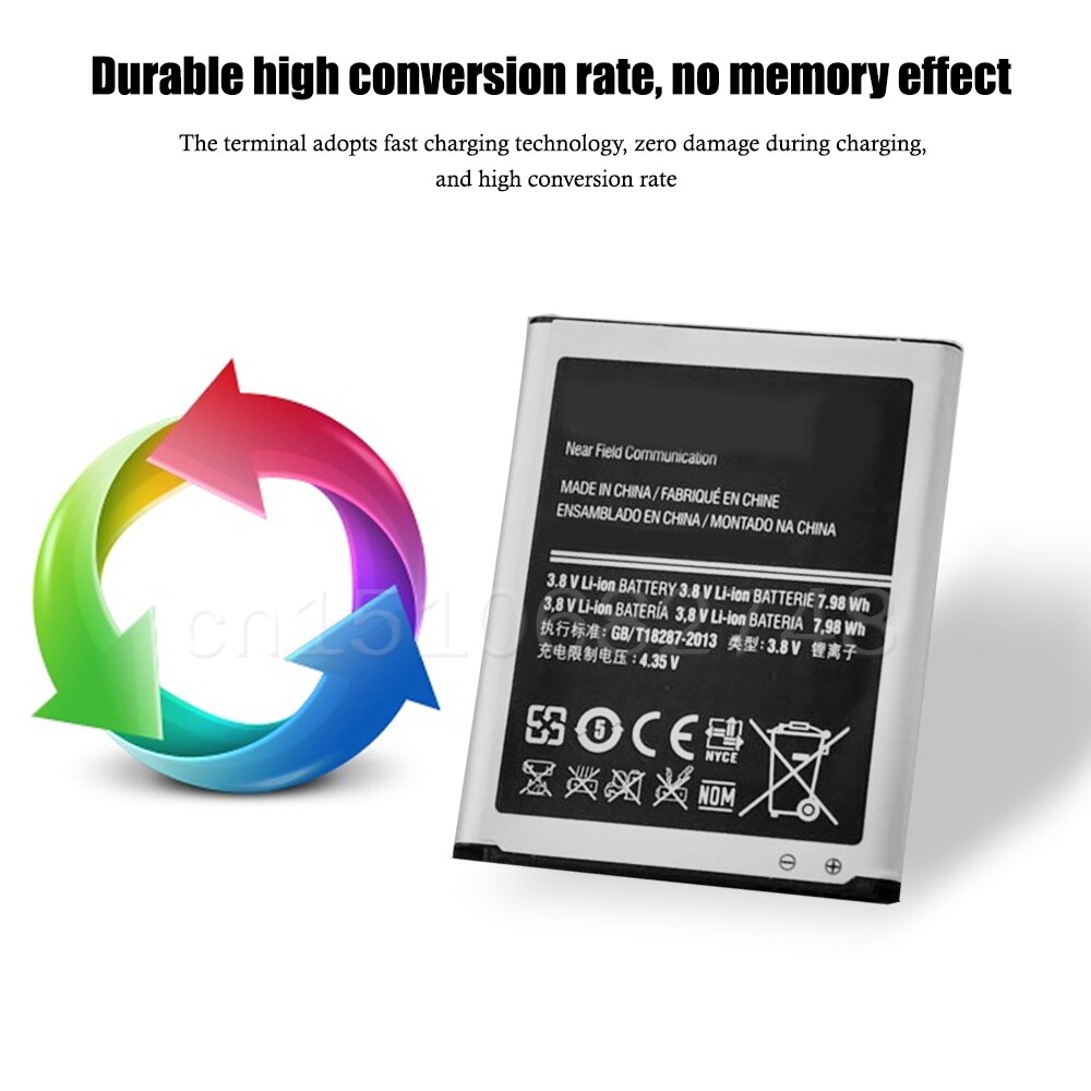 2100mAh Replacement Phone Battery For Samsung Galaxy S3 I9300 I9305 I9308 L710 I747 I535 I9300i T999 Lithium battery EB-L1G6LLU