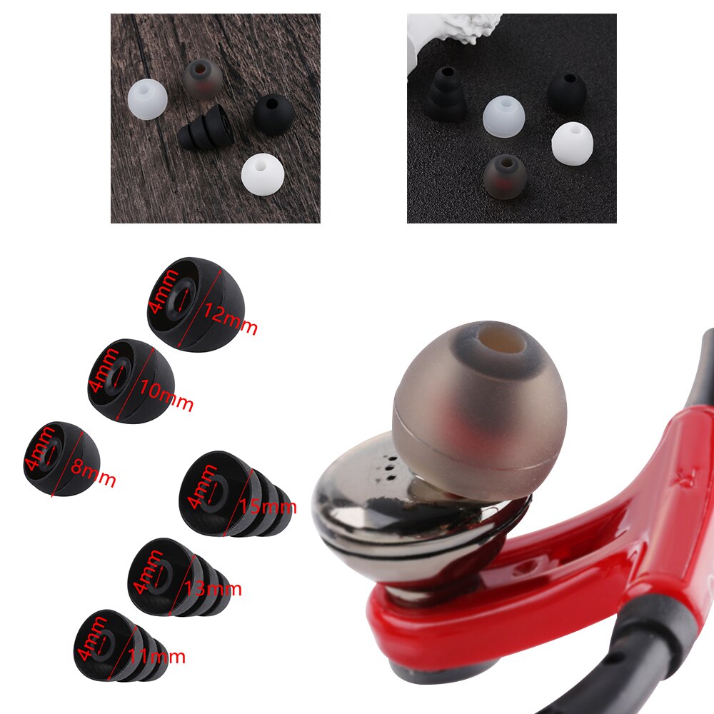 10 paar zachte siliconen vervanging 4mm oordopjes oordopjes afdekkap rubber universele oordopjes voor in-ear oordopjes accessoires