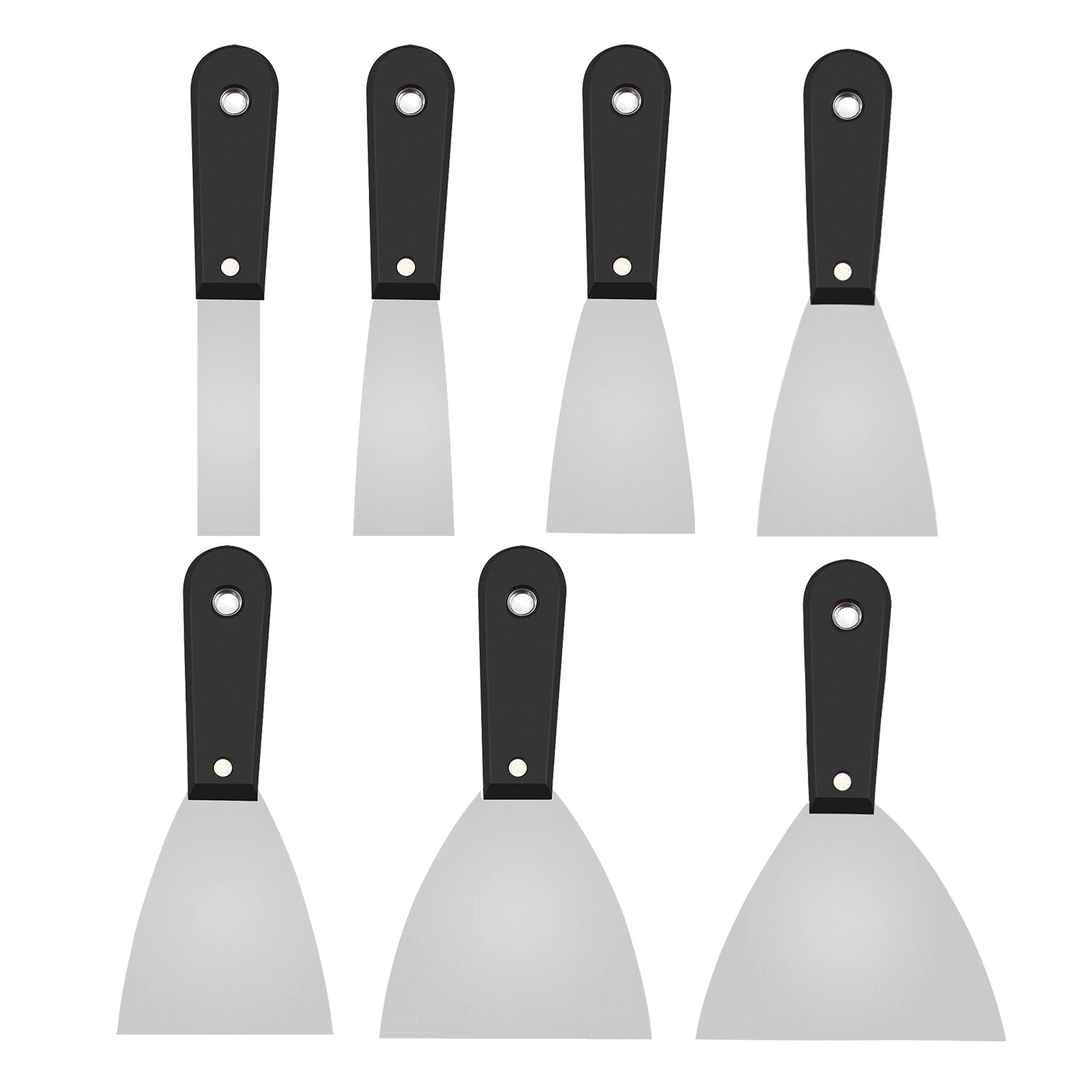 PENGGONG 7Pcs Portable Putty Knife Set Multiple Specification Paint Shovel Wall Putty Scraper 1 inch to 5 inches 0102