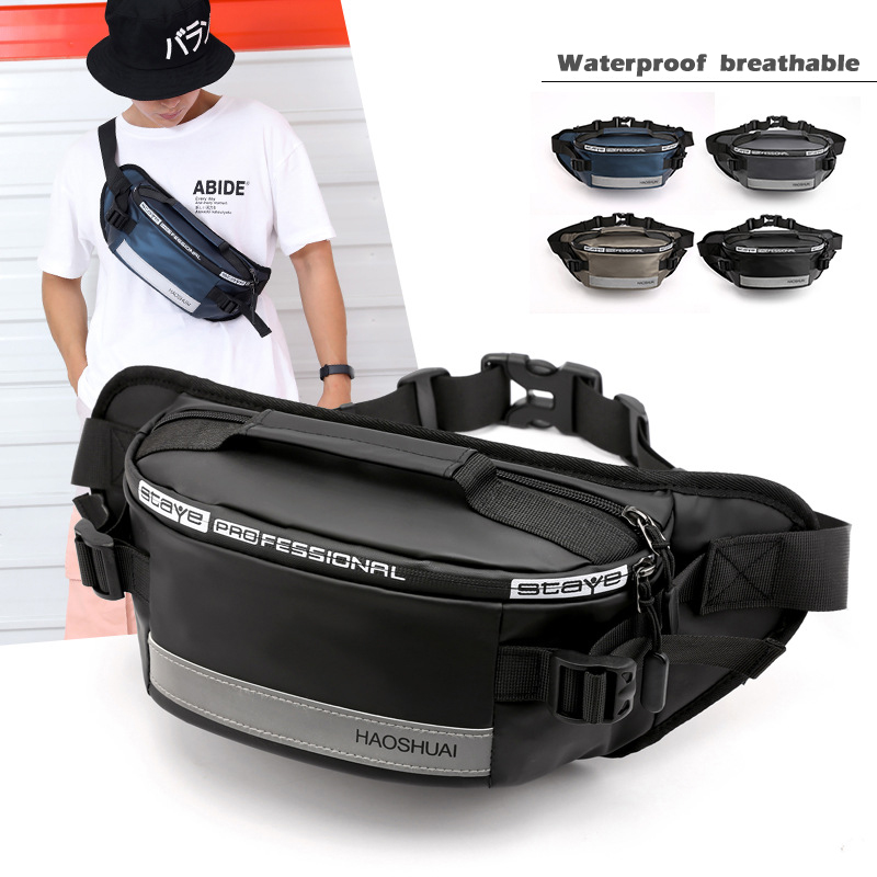 Waterproof Fanny Pack for Outdoor Leisure Fitness Reflective Strip Waist Bag Anti-theft Mobile Phone Chest Bag Belt Bag