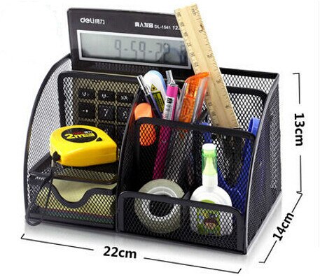 Deli Multifunction Pen Holders Pen Rest Desk Organizer Pencil Case Storage Box Metal Desktop Office Supplies: A