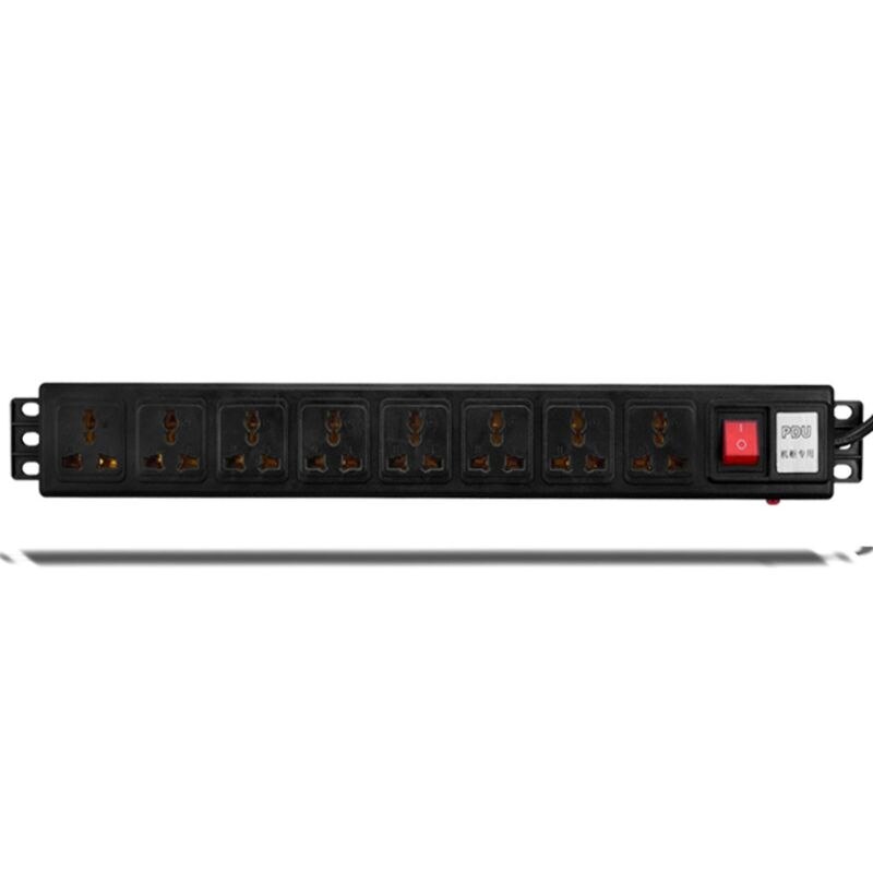 1U PDU 8 Outlet Metal Power Strip Surge Protector 250V 10A 2500W for 19 inch