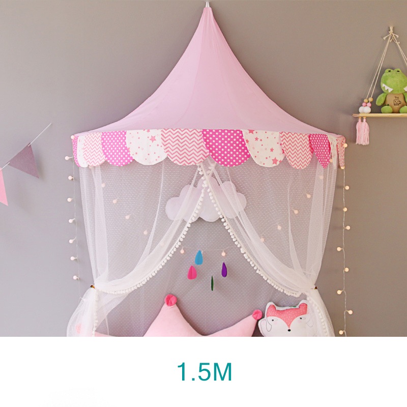 Baby Crib Netting Princess Dome Bed Canopy Childrens Bedding Round Lace Mosquito Net For Baby Sleeping 6 Colors: 1.5M Style 12