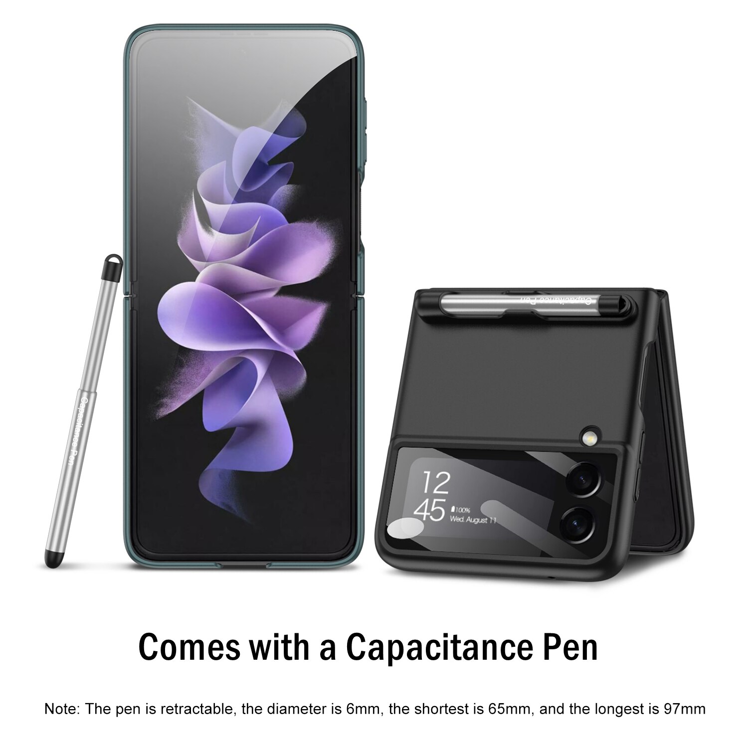 Coque avec fente pour stylo, Protection complète en verre, pour Samsung Galaxy Z, Flip 3, Flip3, 5G, 2022