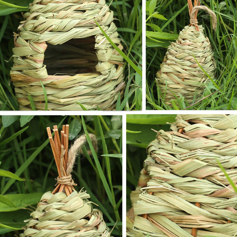 Oiseau maison jardin oiseaux nid fait main herbe Durable extérieur Cage oiseau maison tissé perchoir décoration perroquet nid