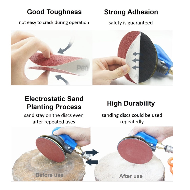 Sandpapir Diske - 75mm (3 Tommer) - 10ST - 60-2000 Korn - Selvklæbende - til Dremel Sliber