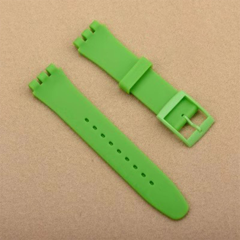 Bracelet en Silicone souple coloré pour montre Swatch, 16mm 17mm 19mm 20mm, accessoires de remplacement avec outil: green / 16mm