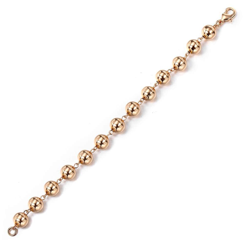 10MM 585 or Rose ronde perle chaîne Bracelet homard fermoir Bracelet Bracelet pour femmes fille bijoux 20cm CB24