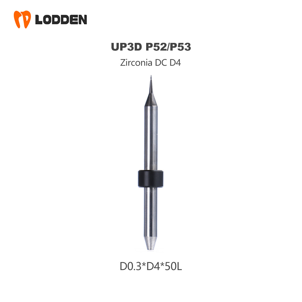 UP3D P52/P53/P55D Zirconia Milling Bur D4 Shank DLC/DC/DCG Diamond Coating 50mm Length 0.3/0.6/1.0/2.0mm UP3D Dental Milling Bur